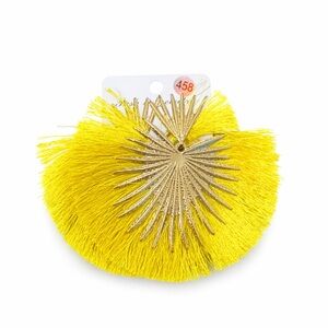 Fanned Out Fringe Earrings -Golden Yellow